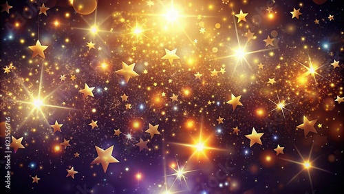 Abstract background of glowing stars and sparkles 