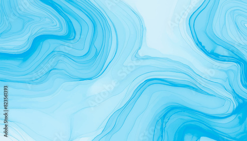 青い水彩画 マーブル模様の背景素材