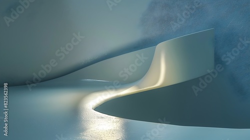 Metal Pillar Illuminated by Light Forming a Serene S-shape