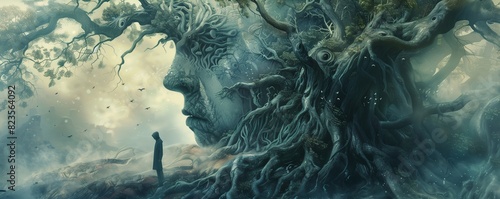 An alternate reality where immortality is achieved through merging with ancient tree spirits