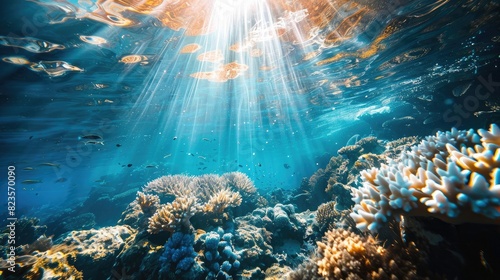 Sunlight filtering through crystal-clear waters, illuminating an underwater world of beauty