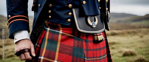 Scotland Close-up portrait of a kilted Scotsman Pride