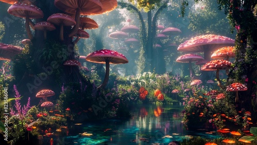 The mushroom wonderland natural phenomena create an enchanting landscape