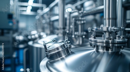 Stainless steel tanks and pipelines in a pharmaceutical clean room