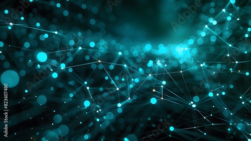 Abstract digital network background with blue nodes and connections, representing data communication and technology concepts.