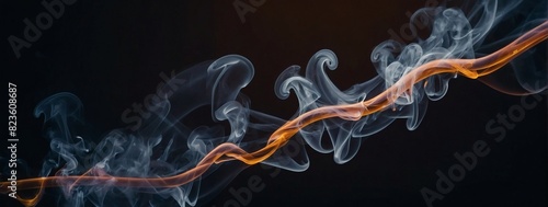Smoke tendrils creating abstract shapes in the darkness
