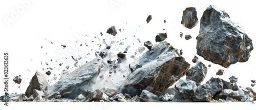 Large rocks and boulders falling and crashing down