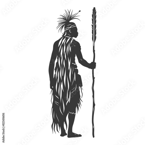 Silhouette native African tribe man black color only