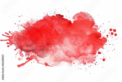 Red watercolor blot isolated on a white background. AI generative