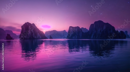 Beautiful Purple sunsets over the mountain