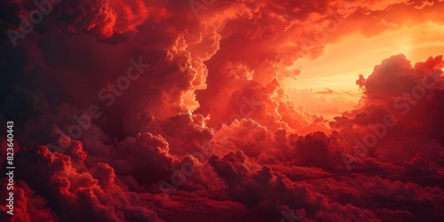 Dark and intense red sky reminiscent of smoke and fire perfect for design use. Concept Red Sky, Intense Look, Design Inspiration, Fire and Smoke, Dramatic Atmosphere