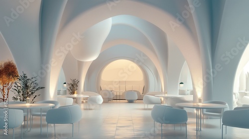 A Modern Restaurant Inside A Dome-Shaped Building.