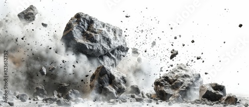 The explosion of a large rock.