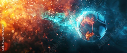 Glowing Football In An Abstract Digital Space With Copy Space, Football Background