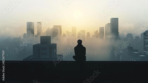 isolated silhouette in urban metropolis profound loneliness amidst modern cityscape conceptual 3d rendering