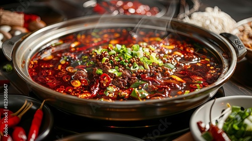 spicy sichuan hot pot with mala flavors chinese cuisine food photography