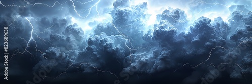 Isolated lightning strikes amid storm clouds. Generative Ai