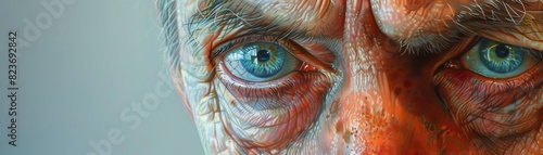 high-angle portrayal of a disgusted facial expression in vivid colored pencils, emphasizing the wrinkled nose, squinted eyes, and downturned mouth, conveying repulsion and aversion