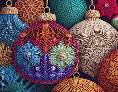 Lacey Colorful Christams Ornaments A