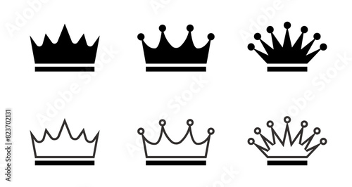 Crown icons set in black colour
