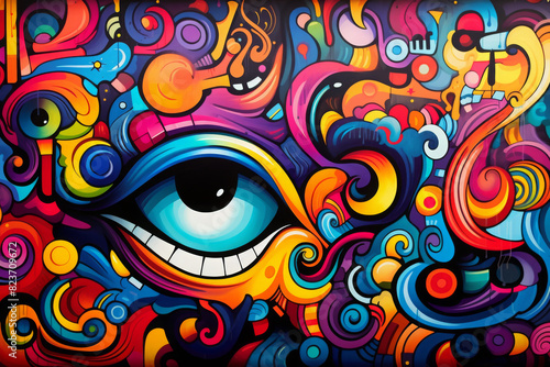 colorful graffiti art design bright background