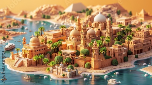 Adorable depiction of Egypt in isometric style captures the country charm, Generated by AI