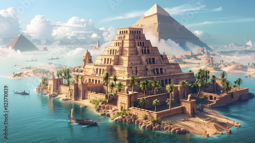 Charming illustration showcases adorable Egypt with isometric style, Generated by AI