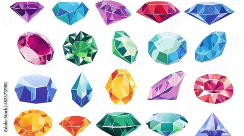 Vibrant Low Poly Geometric Gems - Collection for Creative Design and Games