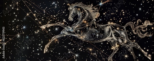 Sagittarius constellation represented as a centaur in a starry night sky
