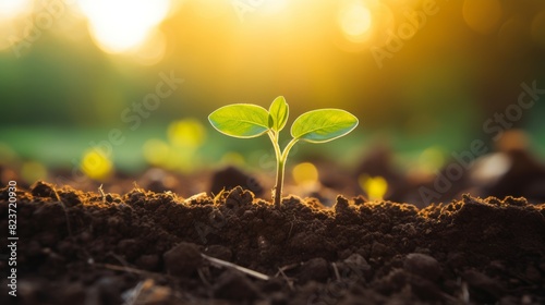 Close up of fertile soil with sunlight shining on it, symbolizing growth and cultivation. Ideal for agricultural themes, gardening blogs, and articles on soil health