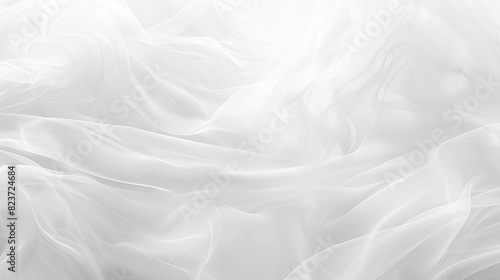 White silk or smoke isolate flowing a bright smooth wave ,white background with copy space.