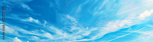  Panoramic image of a bright blue sky with white clouds