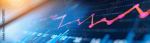 Graph showing an upward line on a computer screen, financial growth, stock photo, clean design