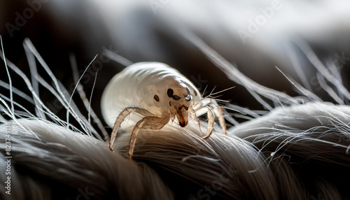 Close-Up of a Translucent Dust Mite on Fabric