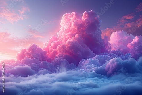 Small pink and purple cloud, in the clipart style, isolated on a white background, high resolution, ultra realistic photography.