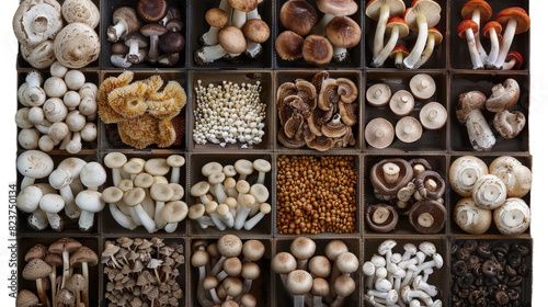 An Assortment of Mushrooms on transparent background