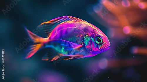 aquatic, neon, purple, underwater, wildlife, aquarium, fish, art, illustration, design, water, amazon, carnivore, colourful, colours, cyber, dangerous, fin, glow, glowing, gradient, idea, magenta, med