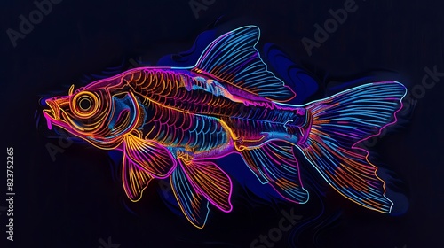 aquatic, neon, purple, underwater, wildlife, aquarium, fish, art, illustration, design, water, amazon, carnivore, colourful, colours, cyber, dangerous, fin, glow, glowing, gradient, idea, magenta, med