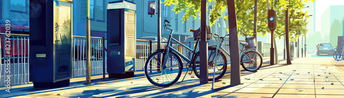 Bicycle Repair Stations: Close-up of bicycle repair stations and bike-friendly infrastructure, showcasing the city's support for cycling