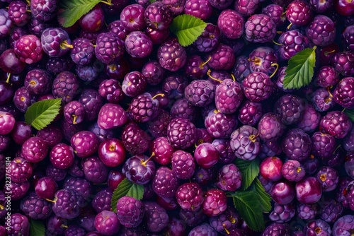 Boysenberry texture background, blackberry and raspberry cross pattern, American dewberry banner