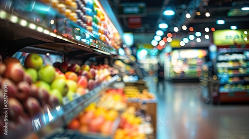 Blurred background image of a supermarket and retail store in shopping mall. Modern super market