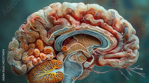 Neuroanatomy of brain's limbic system showing the hippocampus amygdala and related structures