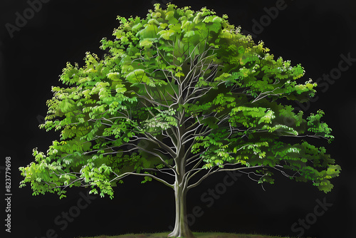 European beech (Fagus sylvatica) (Colored Pencil) - Europe - Smooth gray bark and broad, oval-shaped leaves. They are one of the most common and economically important forest trees in Europe 