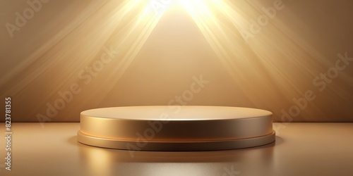 Beige oblong podium on beige background for presentations or events 