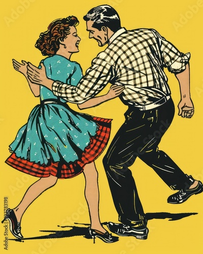 Dancing couple in retro style