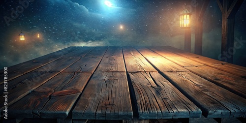 Empty old wooden table with rustic texture and visible grains