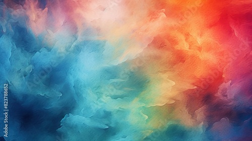 Abstract background with colorful watercolor splashes and waves. Orange and red colors aquarelle texture with brush strokes and motion effect. Header illustration for banner design. Generative AI.
