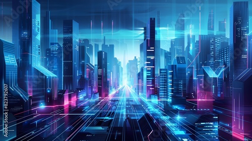 Dazzling Metropolis A Futuristic Vision of Interconnected Urban Landscapes and Technological Innovation