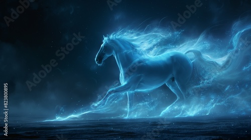 High-definition depiction of a powerful equine silhouette against a pure, luminous background