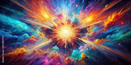 Explosion of space with vibrant colors and energy